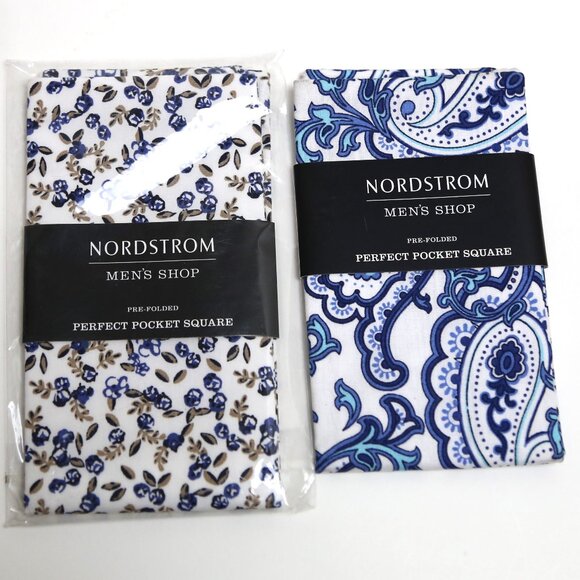 Nordstrom Men's Shop Floral & Patterned Pre-Folded Pocket Squares 2 Pack Bundle - Picture 1 of 4